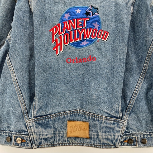 Vintage 1980’s Planet Hollywood Orlando Florida Embroidered Denim Jean Jacket - Picture 6 of 7